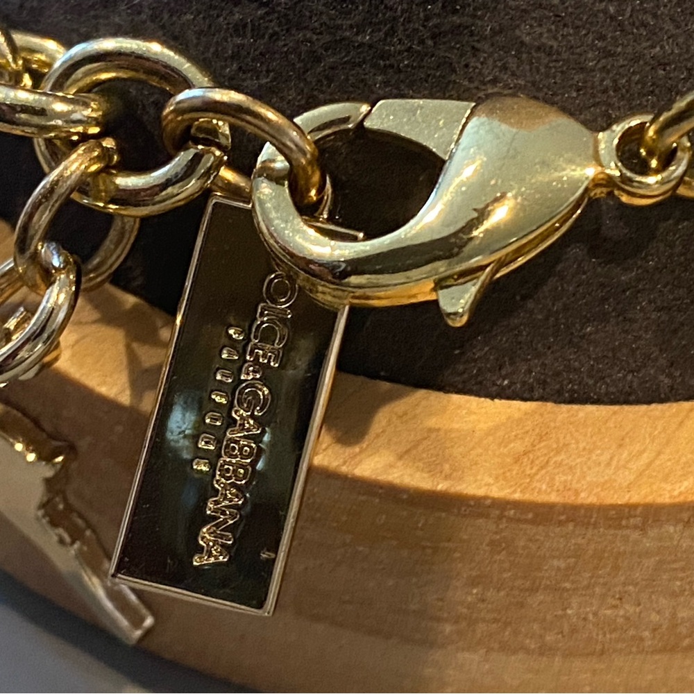 Dolce & Gabbana Gold Logo Perfume Bottle Charm Link Bracelet - Picture 8 of 16